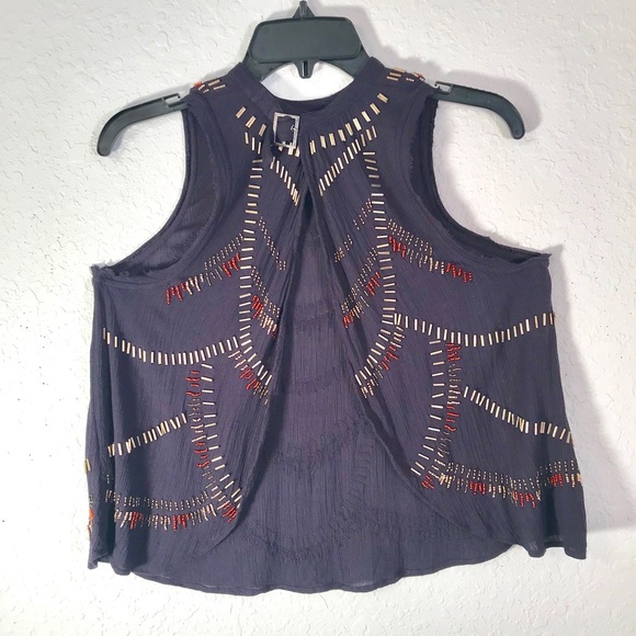 Free People Farris Wheel open back beaded blouse - Picture 5 of 8